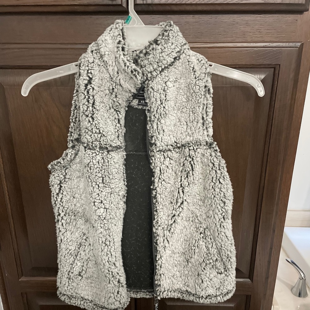 Warm gray fuzzy vest! Brand new!